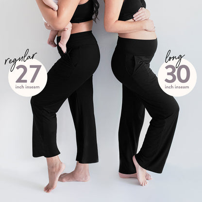 Bamboo Maternity & Postpartum Lounge Pants | Long - Black-Bottoms & Dresses-Kindred Bravely