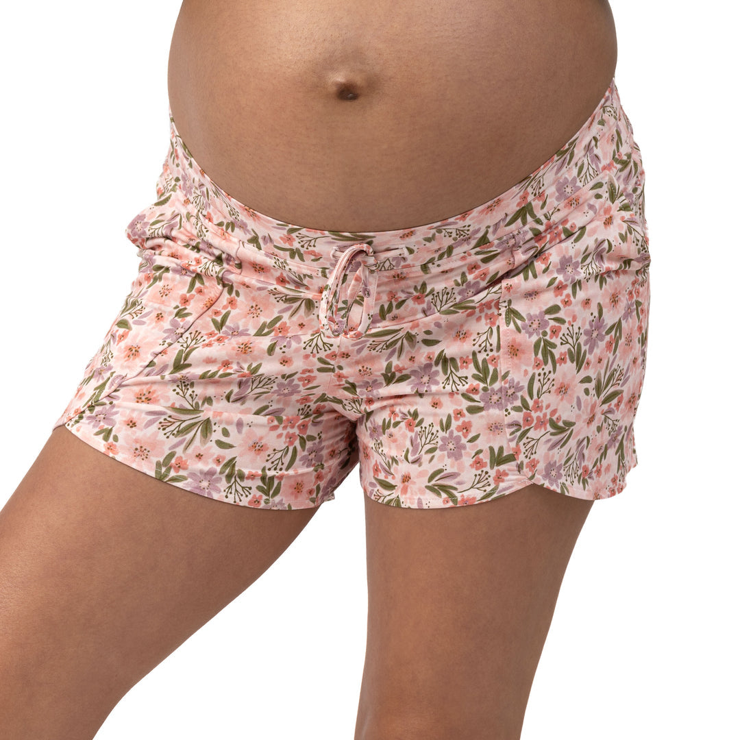 Bamboo Maternity & Postpartum Lounge Shorts | Blush Floral-Bottoms & Dresses-Kindred Bravely