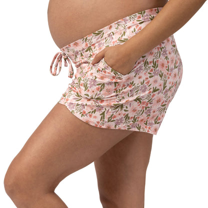 Bamboo Maternity & Postpartum Lounge Shorts | Blush Floral-Bottoms & Dresses-Kindred Bravely