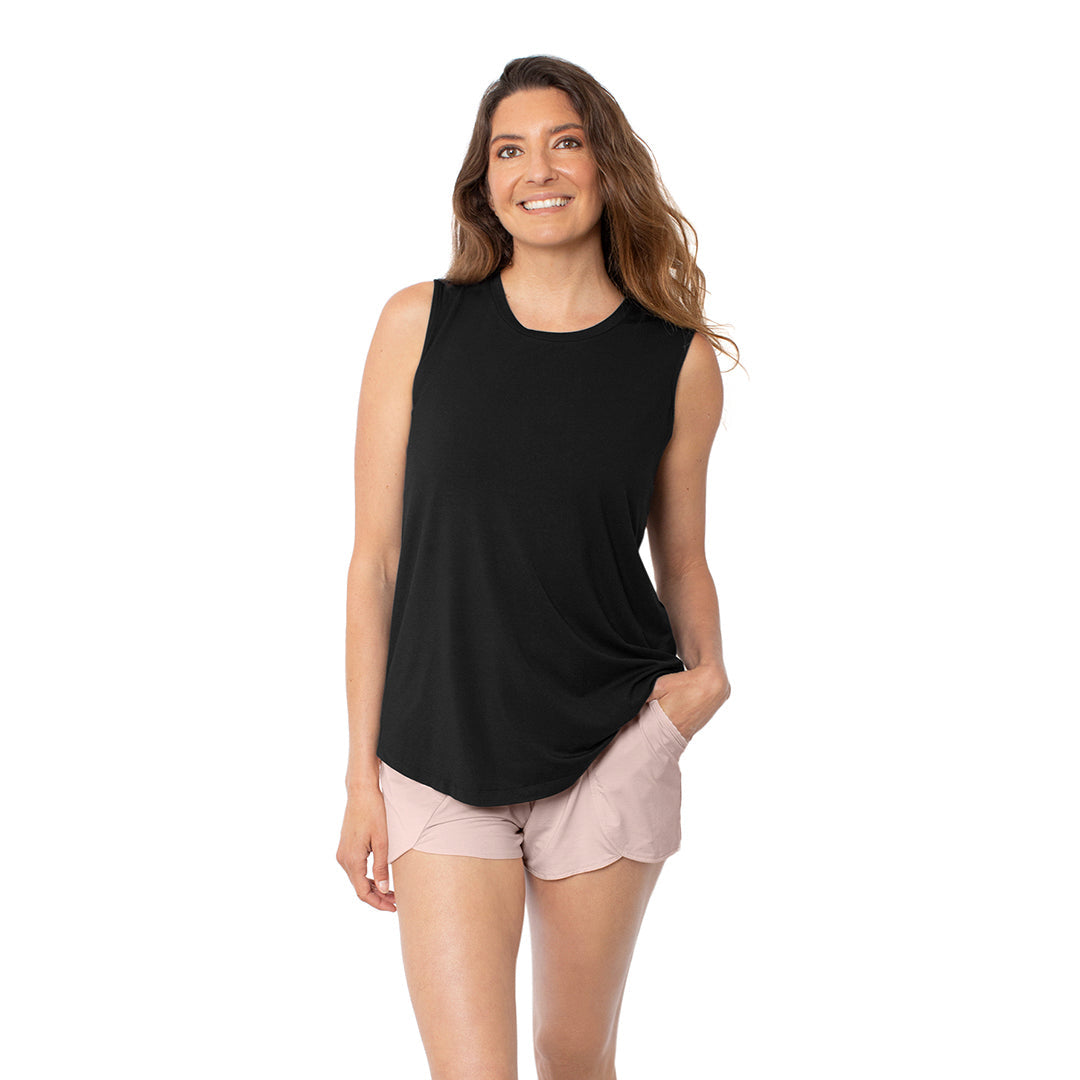 Bamboo Lace Trim Tank  Black – Poor Little Rich Girl
