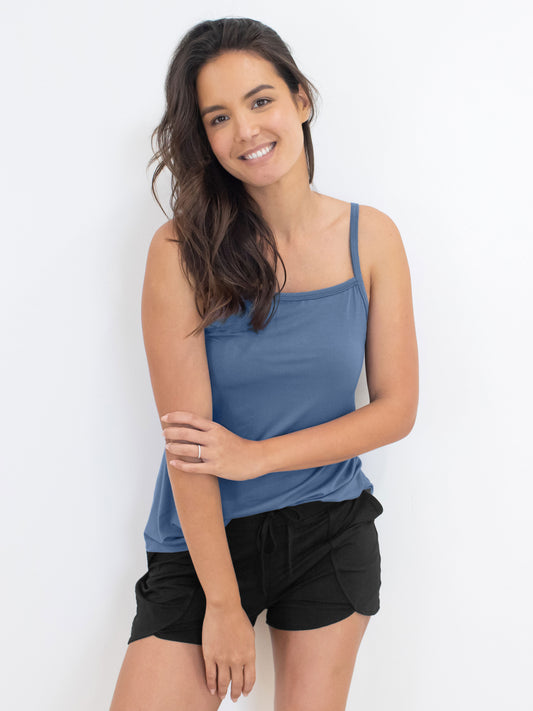 The Bamboo Lounge Around Tank | Slate Blue-Tops-Kindred Bravely