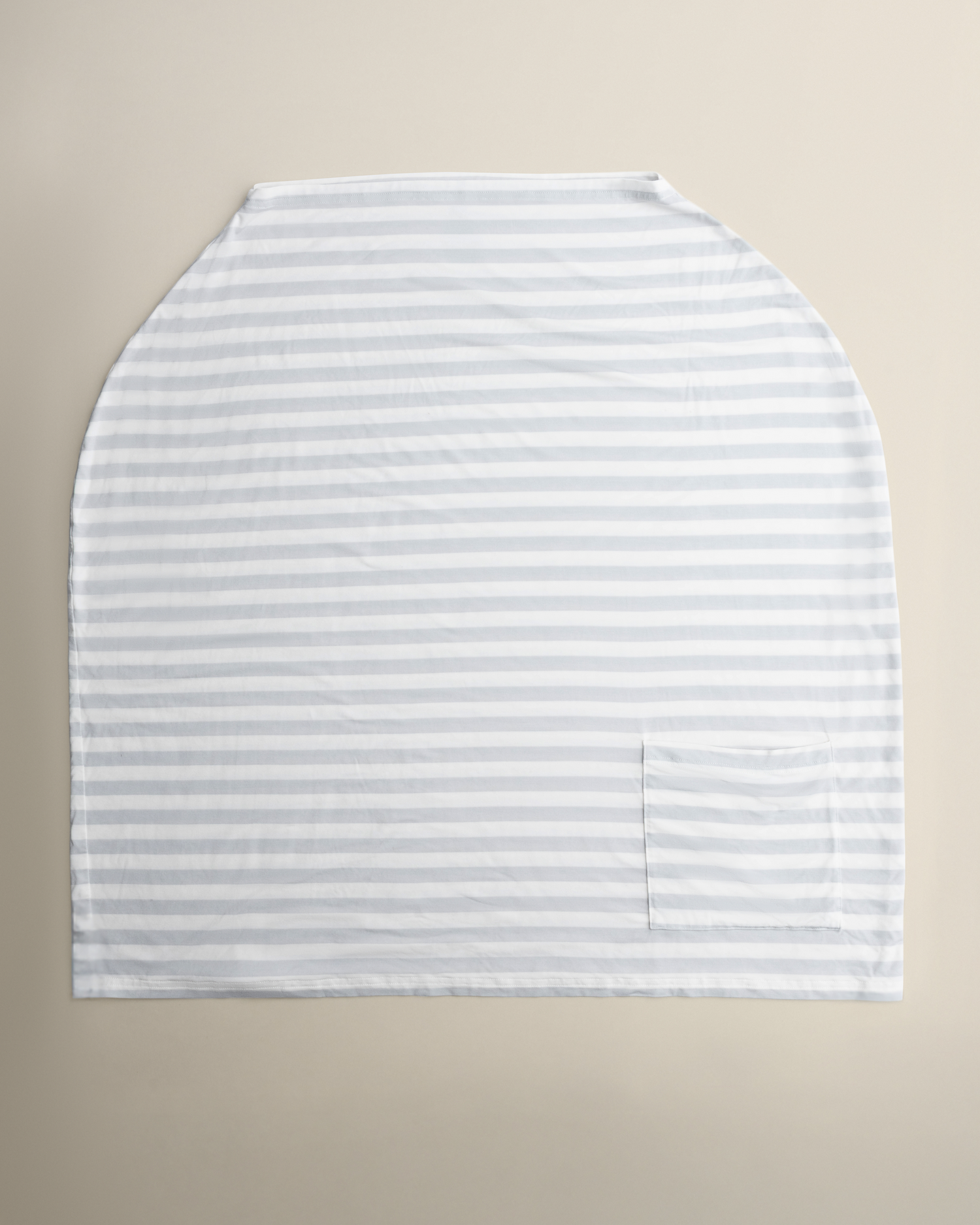 Bamboo Multi-Use Nursing Cover in Grey Stripe on a beige background