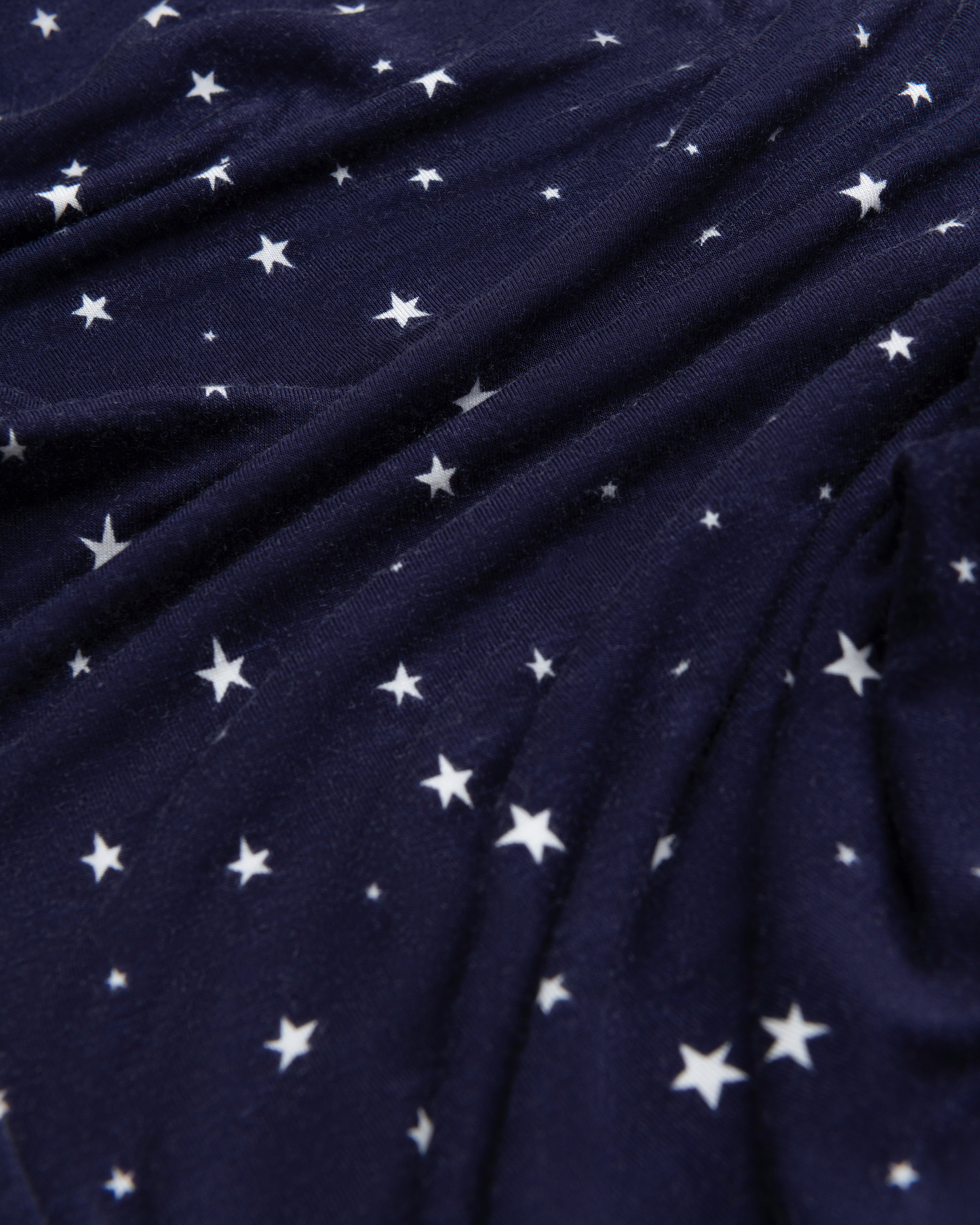 Close up of Bamboo Knotted Baby Gown in Navy Stars