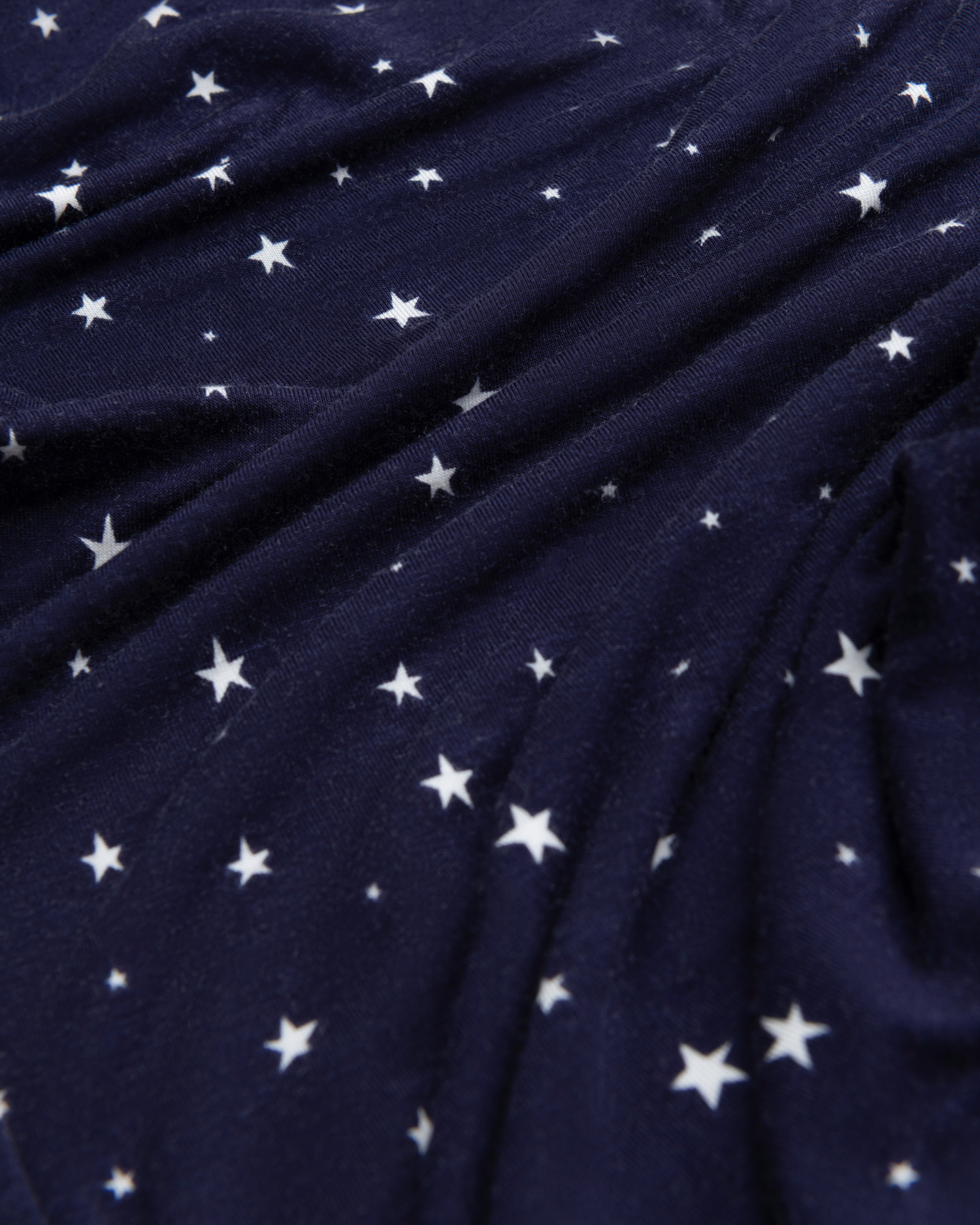 Close up of Bamboo Knotted Baby Gown in Navy Stars