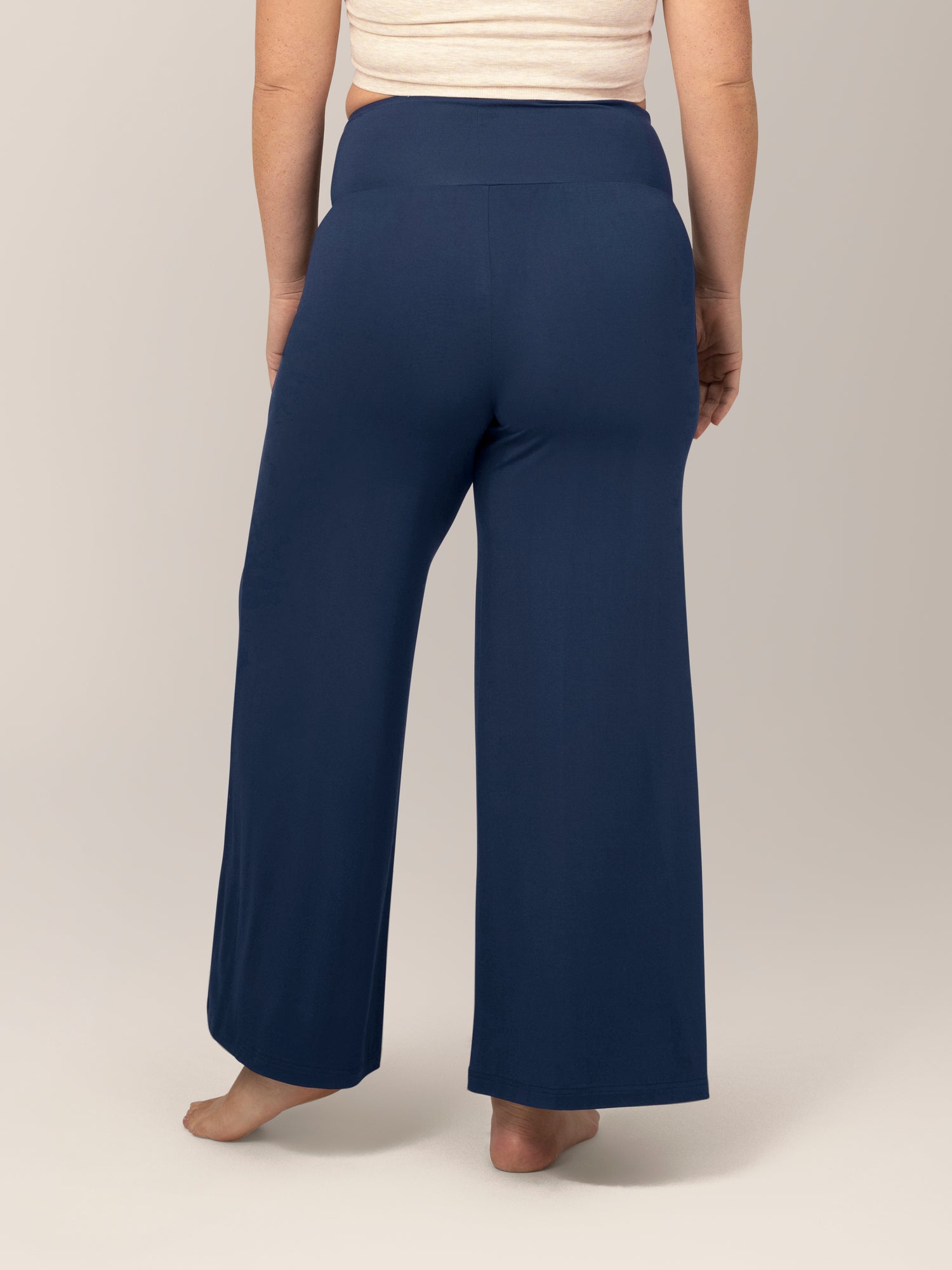 Bamboo Wide Leg Maternity Postpartum Lounge Pant Navy