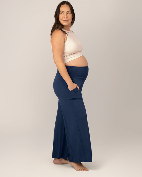 Bamboo Wide Leg Maternity & Postpartum Lounge Pant | Navy