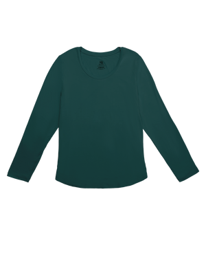 Dark green long-sleeve shirt on a white background