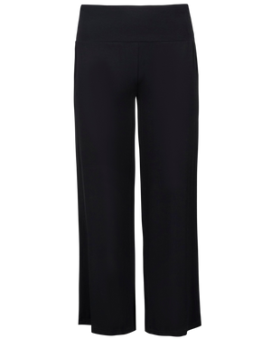 Bamboo Wide Leg Maternity & Postpartum Lounge Pant in Black on a white background