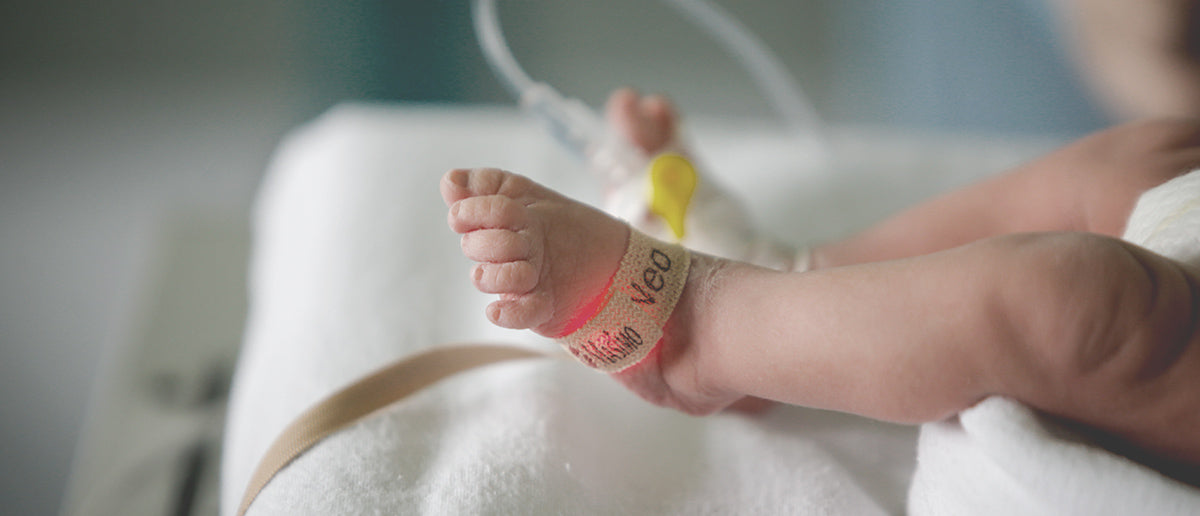 Preemie baby foot in the NICU