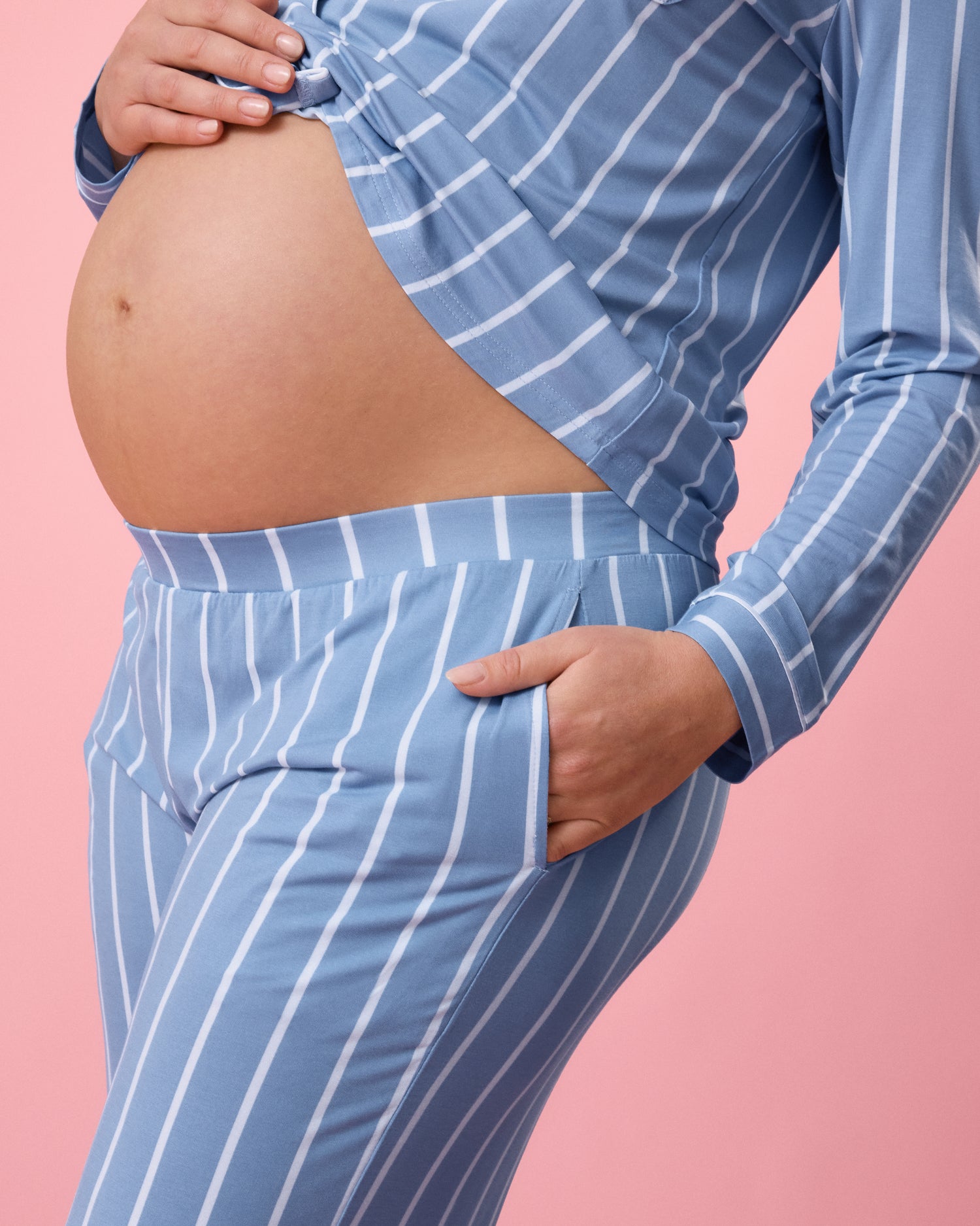 Clea Bamboo Long Sleeve Pajama Set | Vintage Blue Stripe - Kindred
