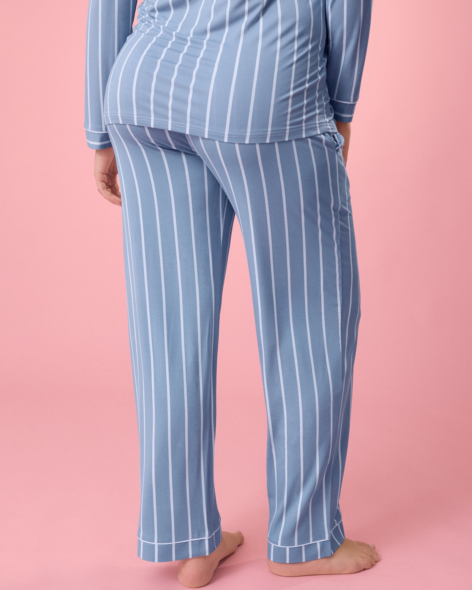 Clea Bamboo Long Sleeve Pajama Set | Vintage Blue Stripe - Kindred
