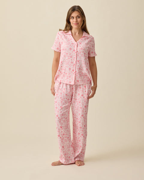 Cotton Bamboo Pajama Set | Pink Toile - Kindred Bravely