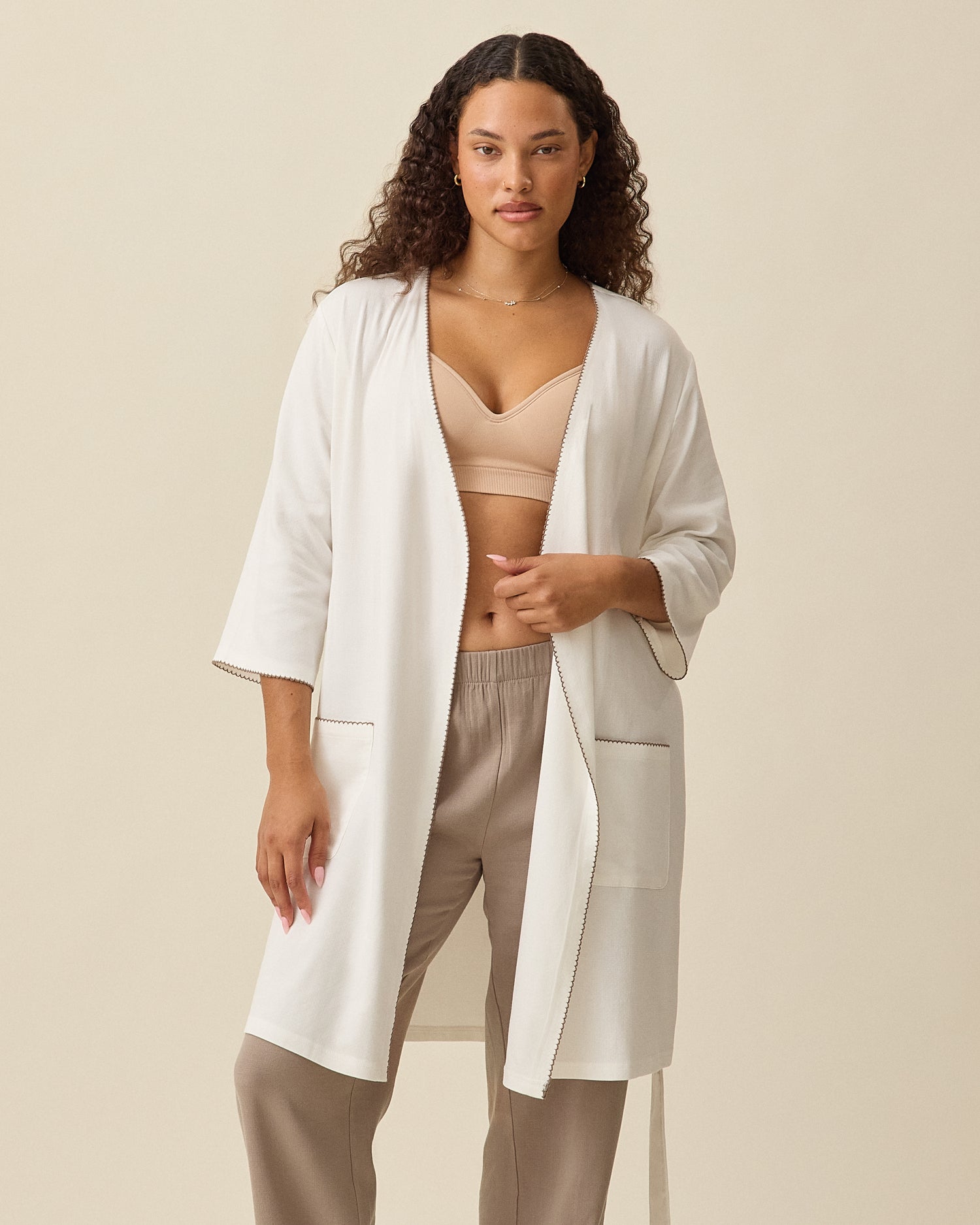 Cotton Bamboo Robe | Ivory – Kindred Bravely