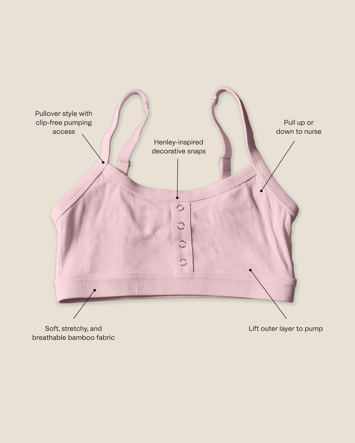 Ribbed Bamboo Pumping Bralette | Pale Pink