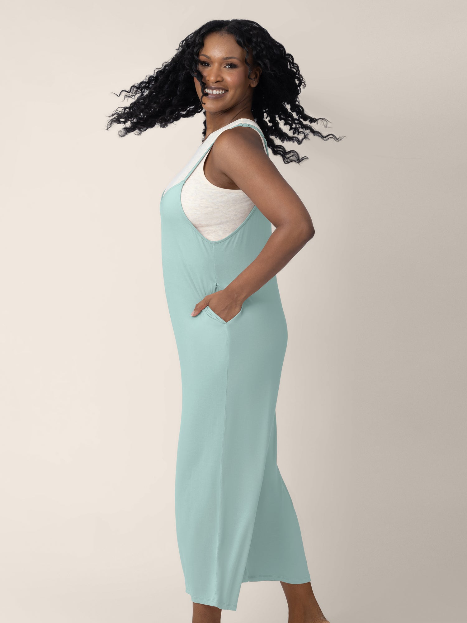 Charlie Maternity Nursing Romper Dusty Blue Green Kindred Bravely