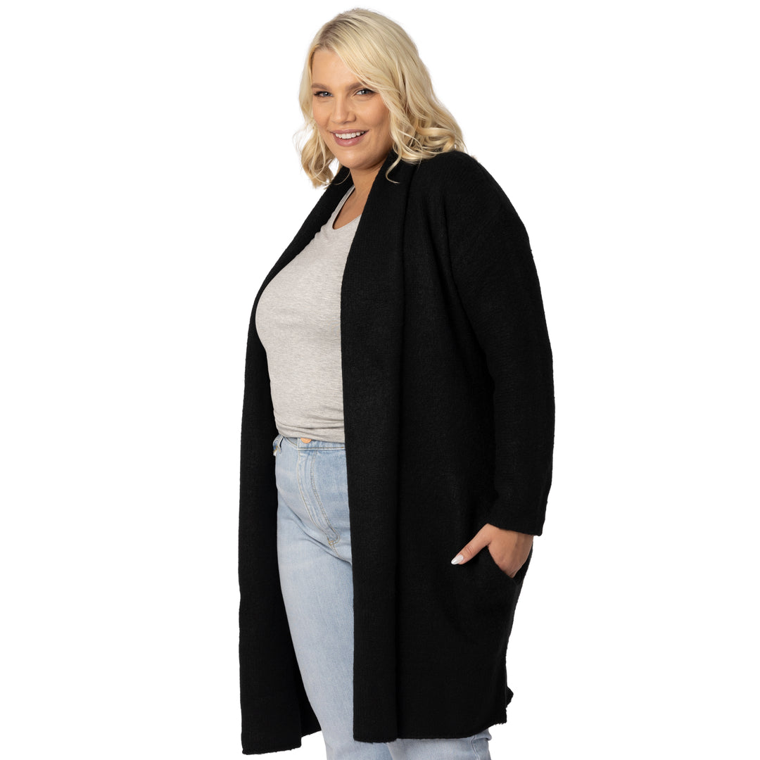 Plus Size Chunky Maxi Cardigan Plus Size Floor Length Black