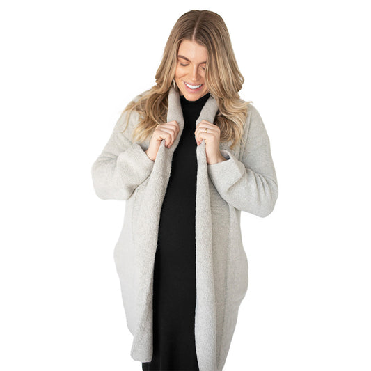 Chloe Chunky Cardigan Sweater | Grey Heather-Tops-Kindred Bravely
