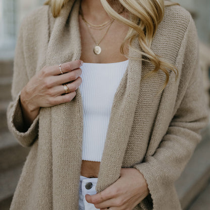 Long Beige Cardigan