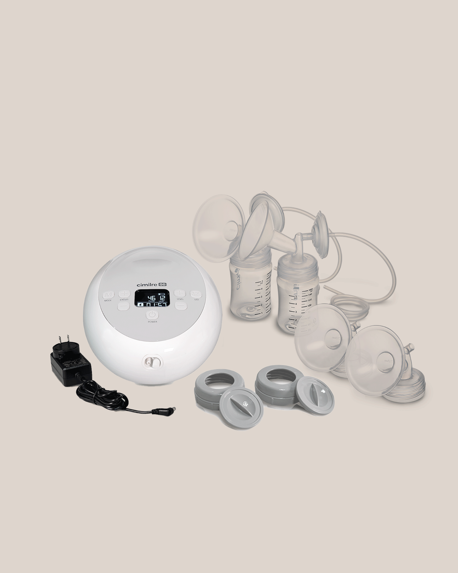 Cimilre - S6 Adjustable Breast Pump, with motor, tubes, shields, bottles and adapter | Kindred Bravely