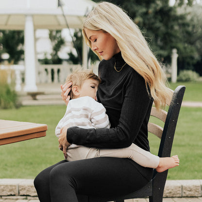 Classic Nursing & Maternity Turtleneck | Black-Tops-Kindred Bravely