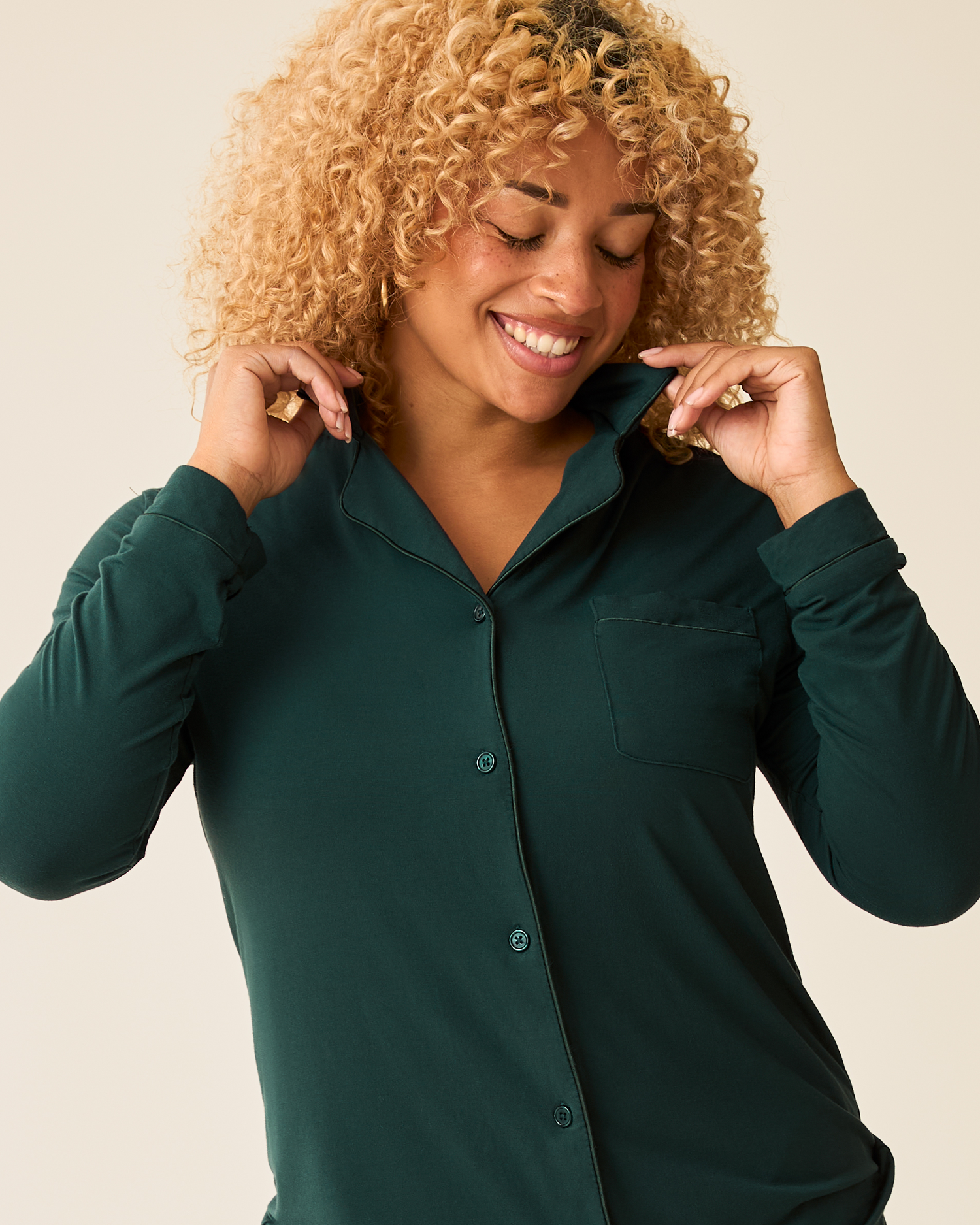 Clea Bamboo Long Sleeve Pajama Set | Evergreen - Kindred Bravely