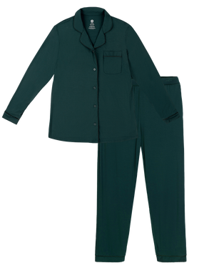 Dark green pajama set on a white background