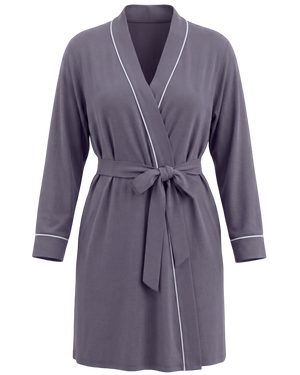 Clea Bamboo Robe in Granite on a white background
