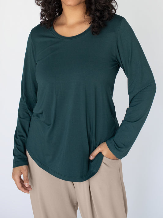 Bamboo Everyday Long Sleeve T-shirt | Evergreen