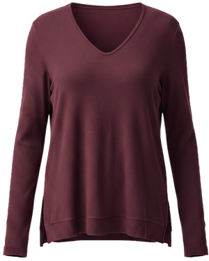 CozyKnit Maternity & Nursing V-neck Top in Deep Burgundy on a white background.