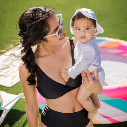 Crossover Nursing & Maternity Bikini Top | Black-Swimwear-Kindred Bravely