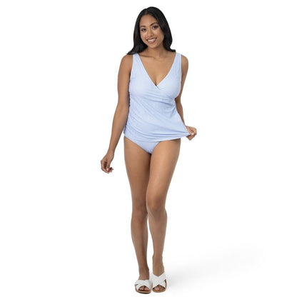 Crossover Nursing & Maternity Tankini Top | Coastal Stripe-Swimwear-Kindred Bravely