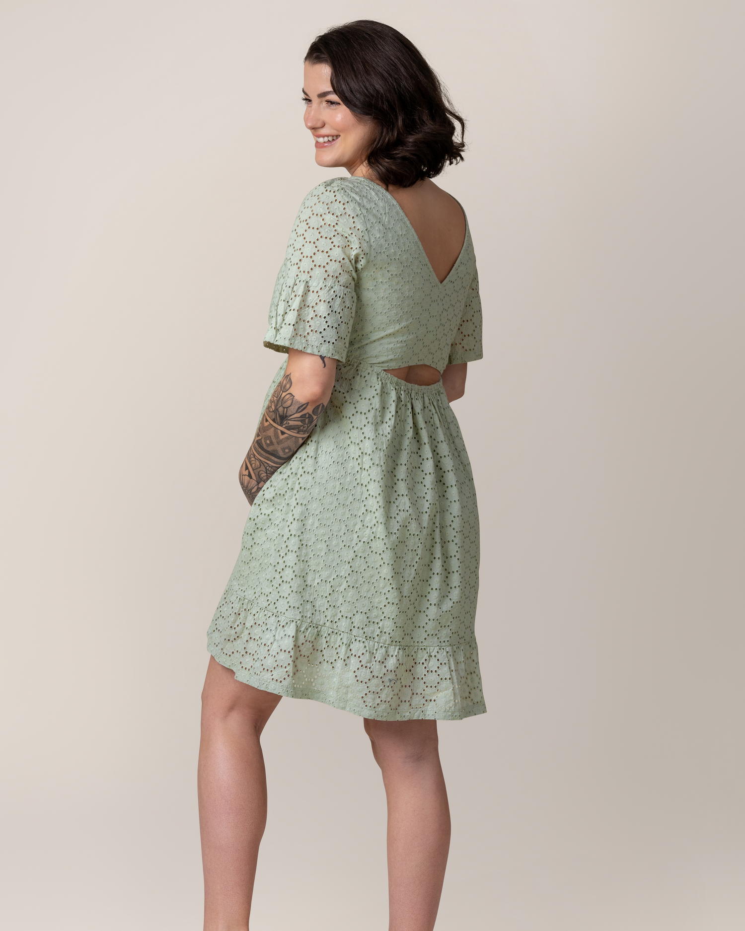 Dahlia Eyelet Maternity & Nursing Dress | Aqua Mist