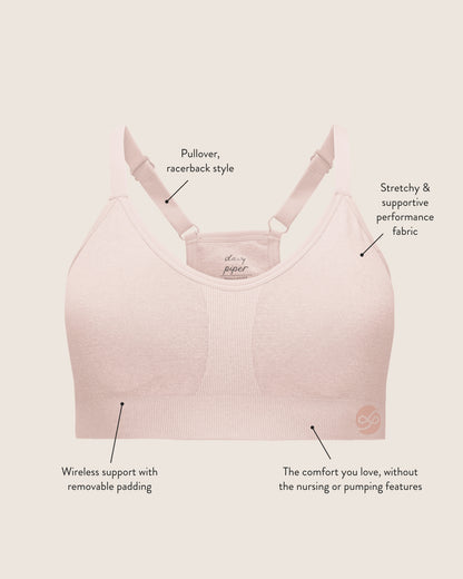 Diagram of the Diana Sublime® Sports Bra showing the features.