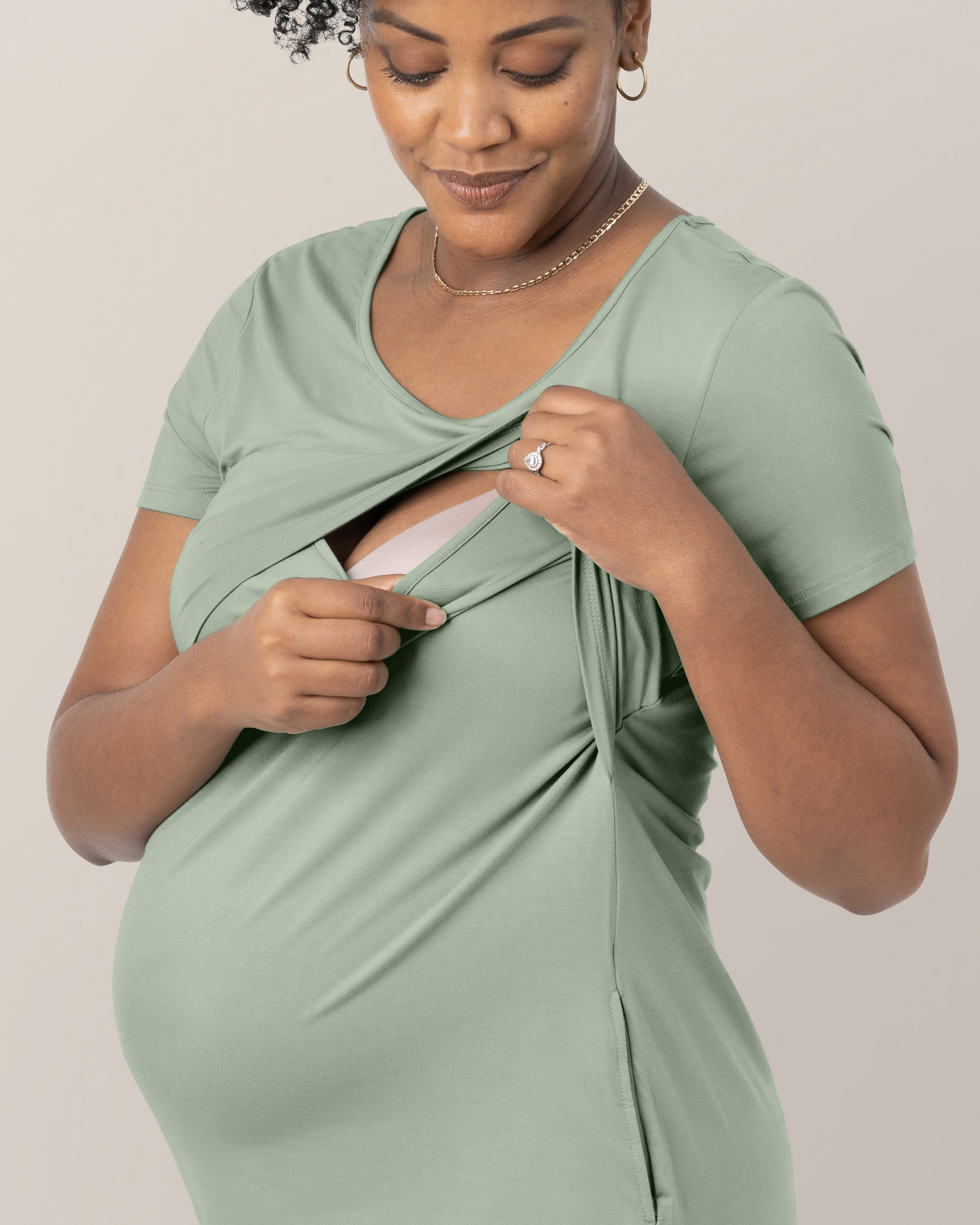 Eleanora Bamboo Maternity & Nursing Dress | Aqua Mist - Kindred Bravely