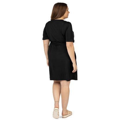 Elena Nursing & Maternity Tie Dress | Black-Bottoms & Dresses-Kindred Bravely