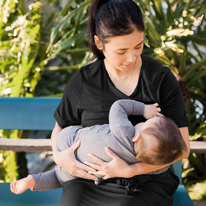 Elena Nursing & Maternity Tie Dress | Black-Bottoms & Dresses-Kindred Bravely