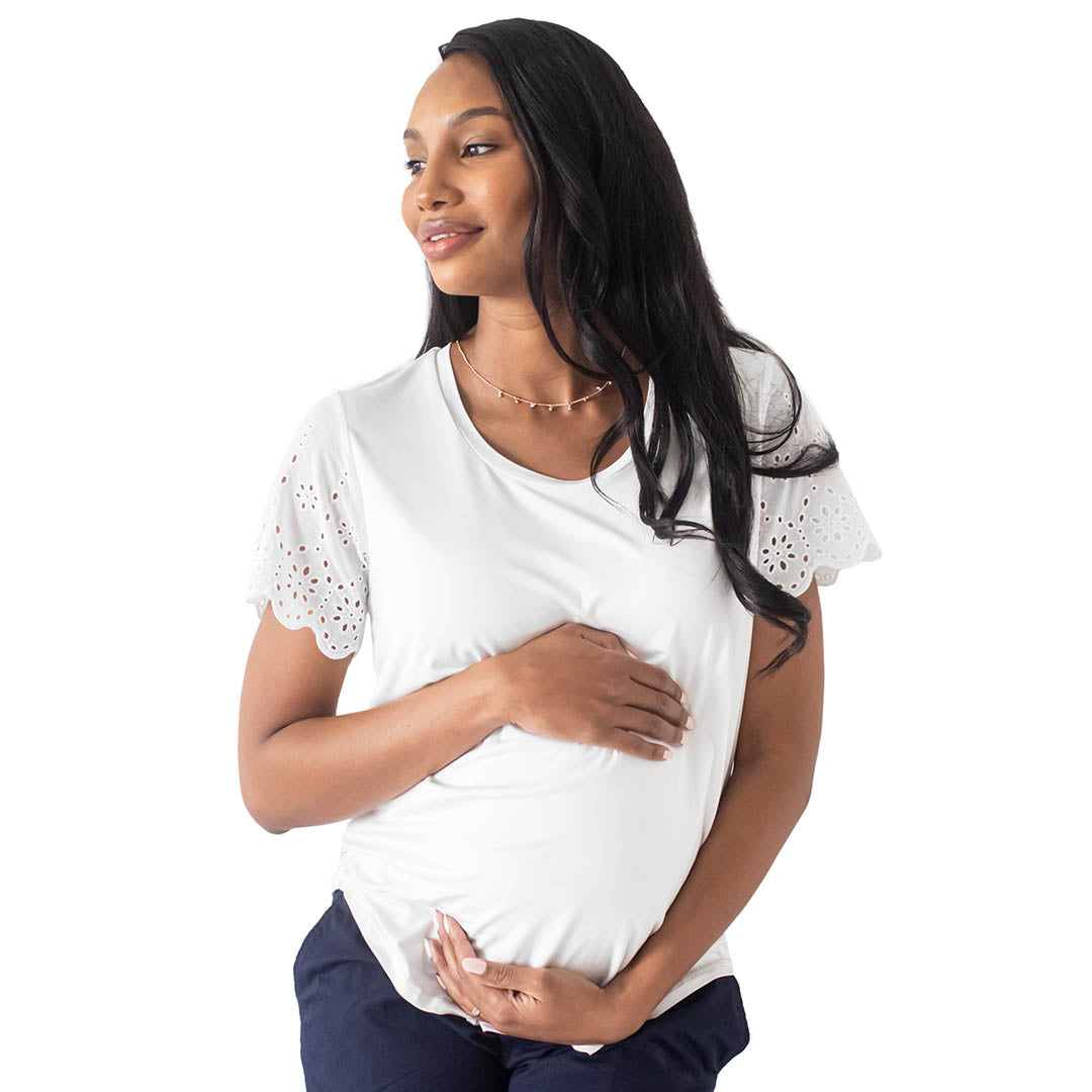 Everyday Eyelet Nursing & Maternity T-shirt | White-Tops-Kindred Bravely