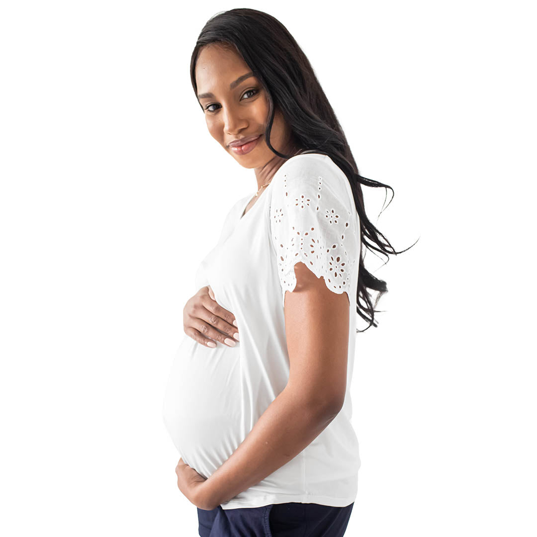 Everyday Eyelet Nursing & Maternity T-shirt | White-Tops-Kindred Bravely