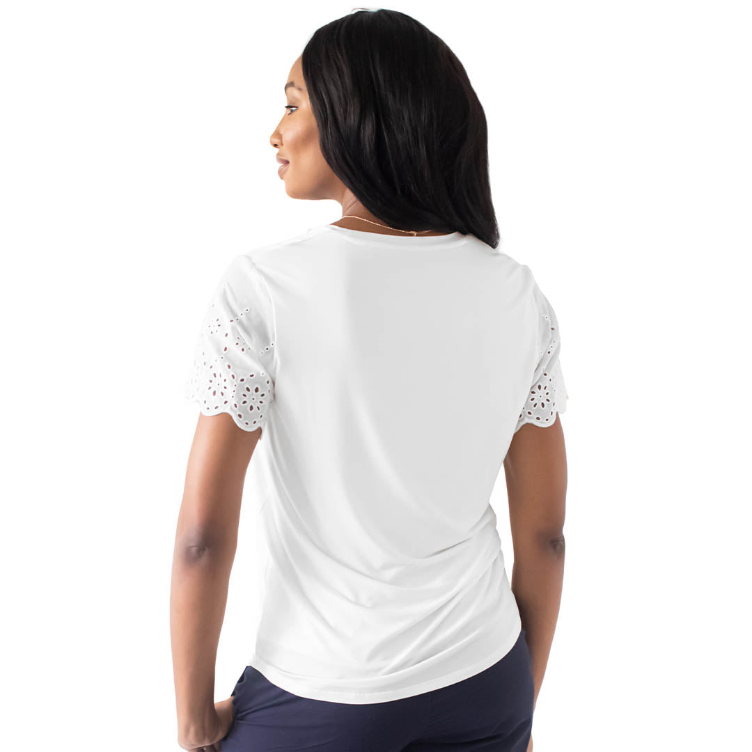 Everyday Eyelet Nursing & Maternity T-shirt | White-Tops-Kindred Bravely