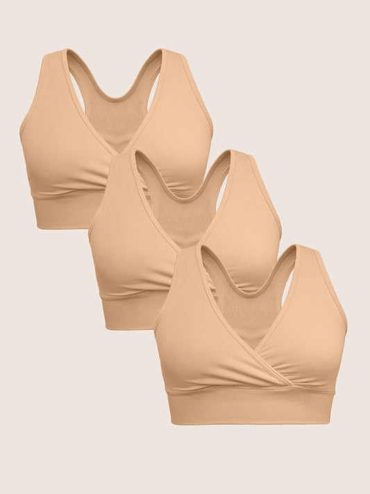 Wash Wear Spare® French Terry Nursing Bra three-pack in Beige