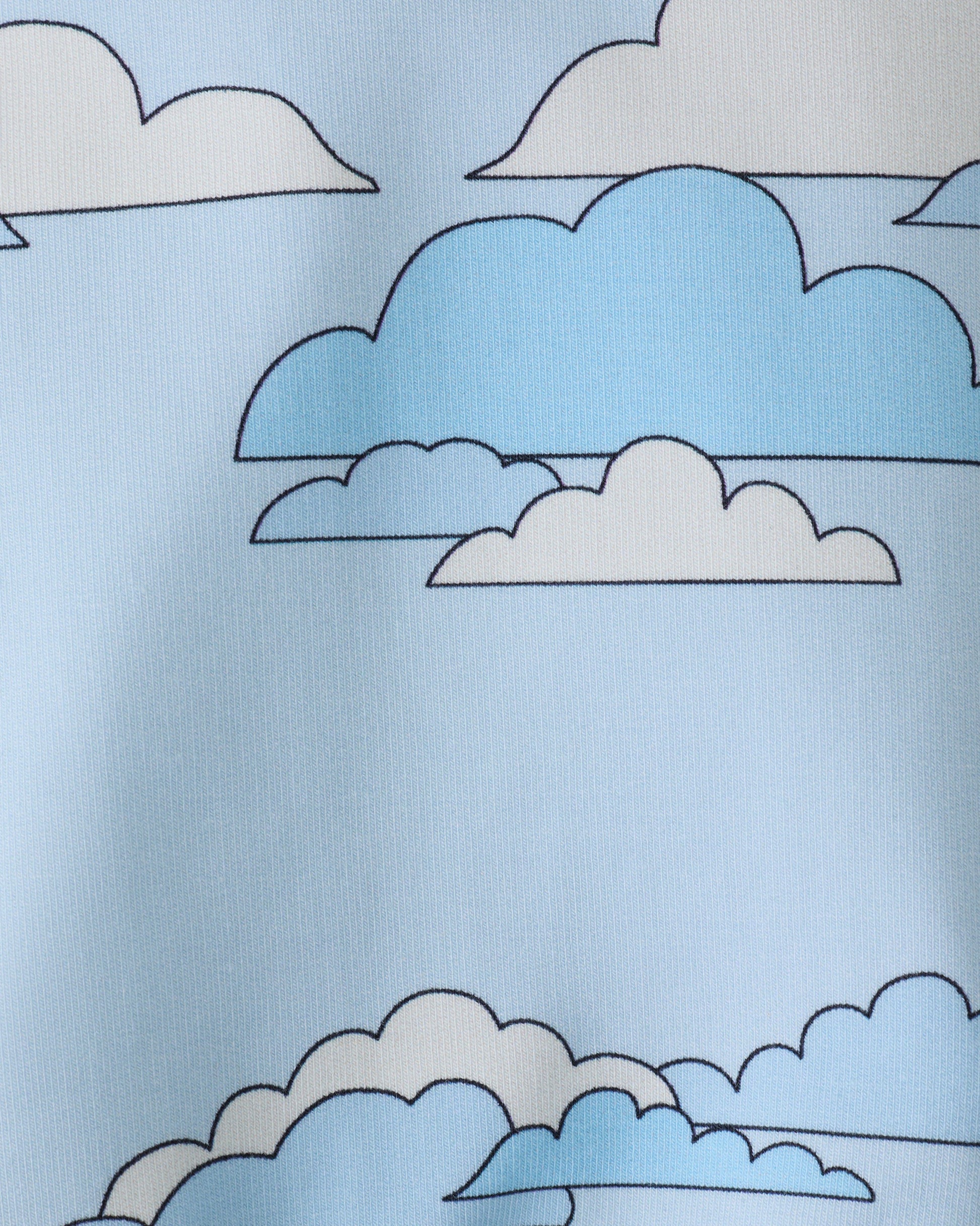 Close up of the pattern of the Graphic Sweatshirt in Blue Clouds.