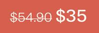 Two price tags, $54.90 with a strikethrough and $35, on a red background.