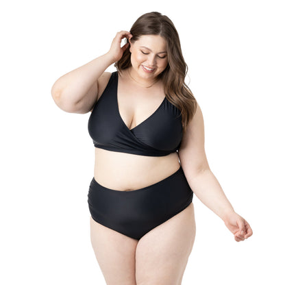 High Rise Maternity & Postpartum Bikini Bottoms | Black-Swimwear-Kindred Bravely