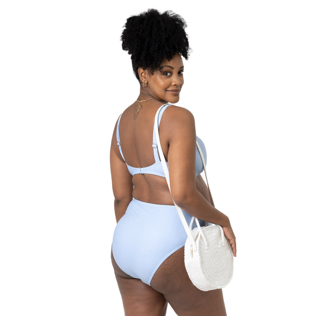 Back view of a model wearing the High Rise Maternity & Postpartum Bikini Bottom