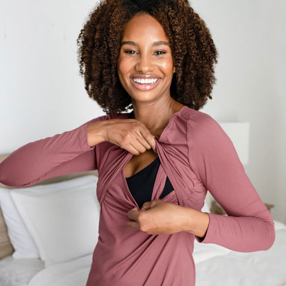 Jane Nursing Pajama Set | Rosewood-Pajamas-Kindred Bravely