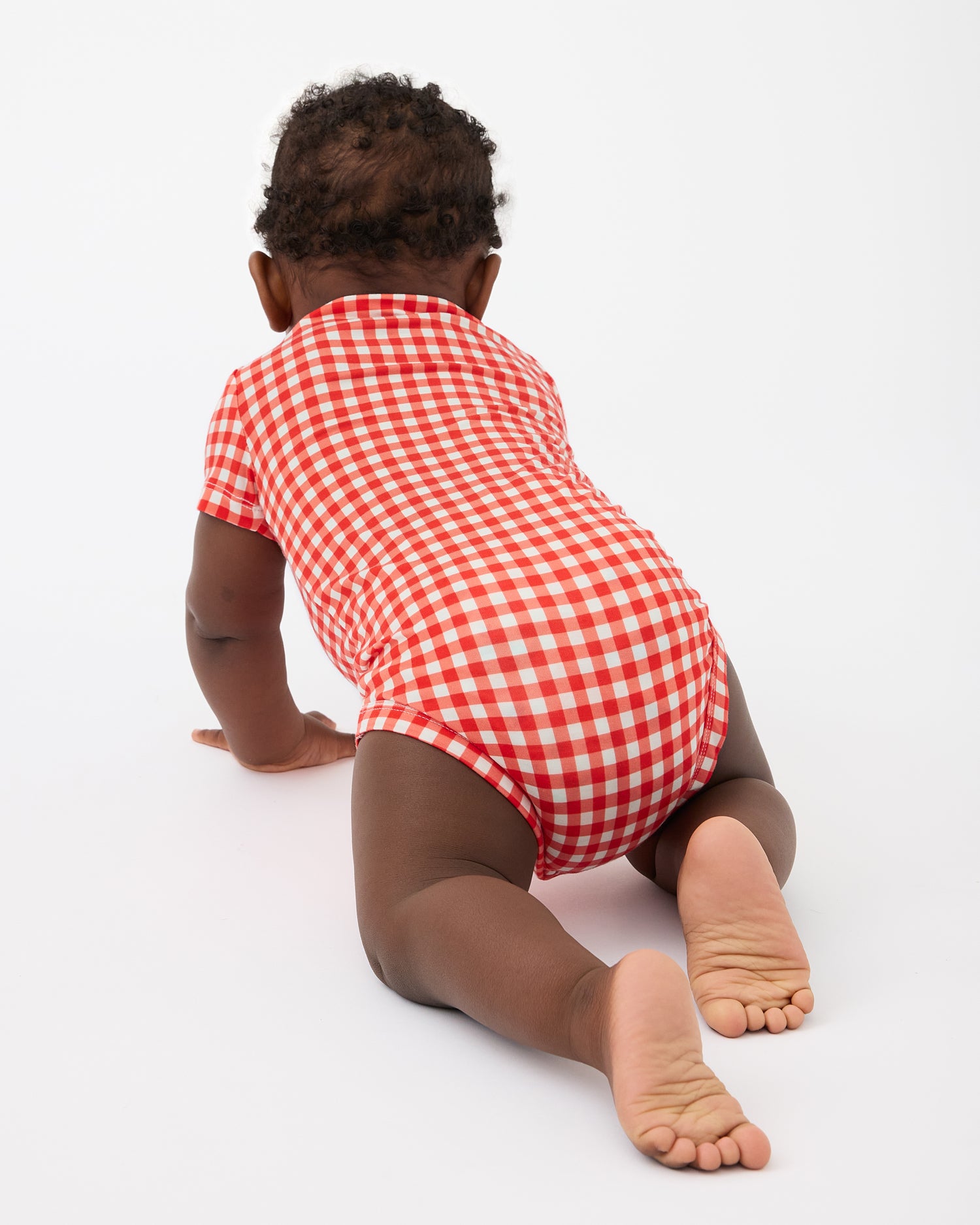 Back view of Red Gingham of the Baby Onesie Two-Pack in Red & Blue Gingham