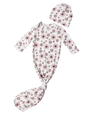 Bamboo Knotted Baby Gown in Twilight Floral