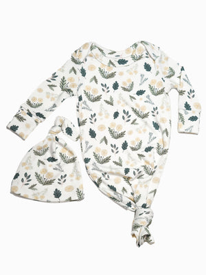 Baby Knotted Gown & Hat Set in Honey Dandelion | Kindred Bravely