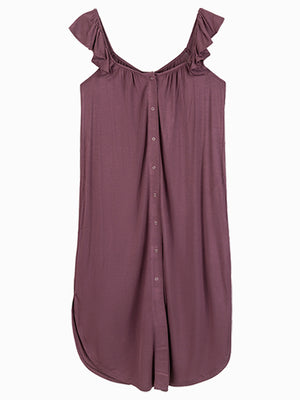 Ruffle Strap Labor & Delivery Gown | Burgundy Plum - Kindred Bravely