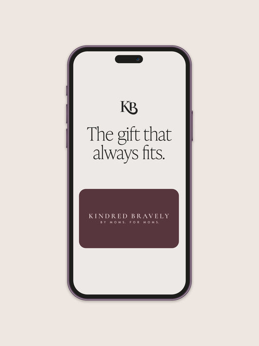 Picture of digital Kindred Bravely gift card on phone.